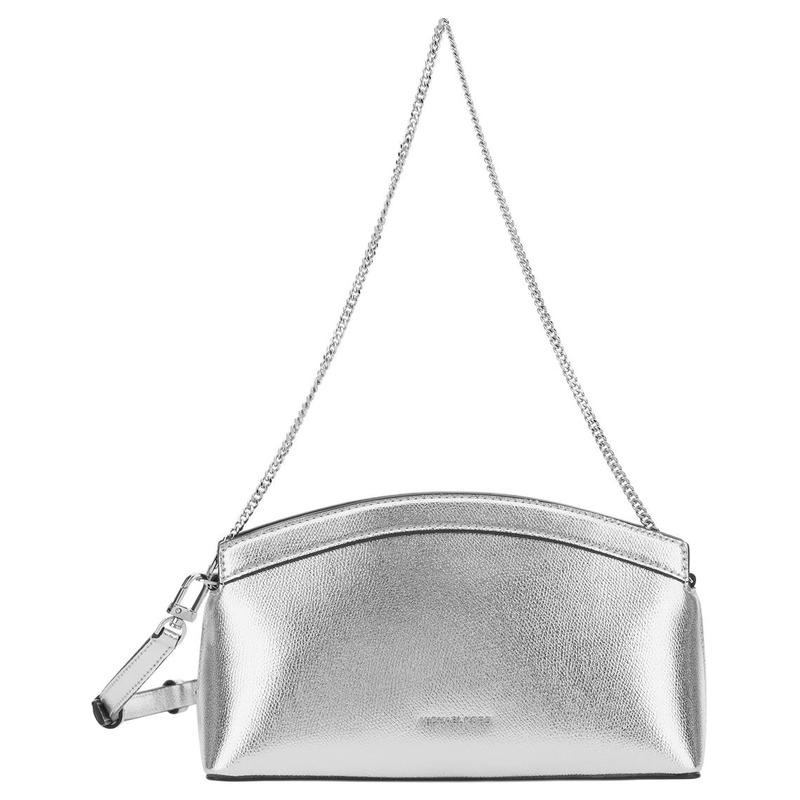MICHAEL KORS Athena Logo Leather Shoulder Bag Small Women s Silver серебряный