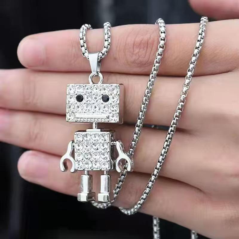 Robot Animated Girl Simple Temperament Design Versatile Clavicle Chain Necklace Pendant