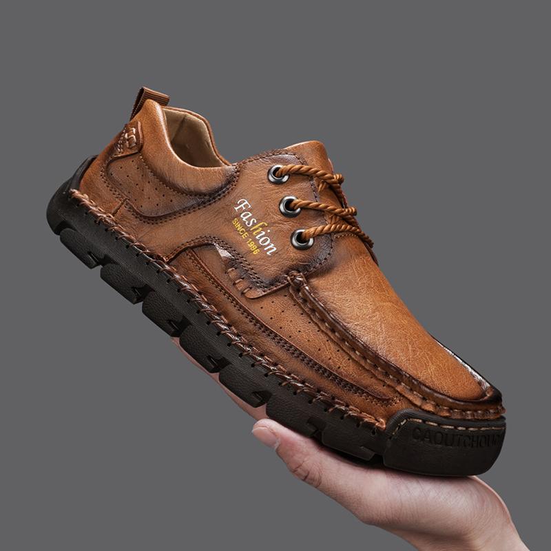 Classic Men Casual Leather Shoes Lace-Up Shoes Versatile Leisure Walk Shoe Male Slip-on Sneakers Handmade Driving Flats