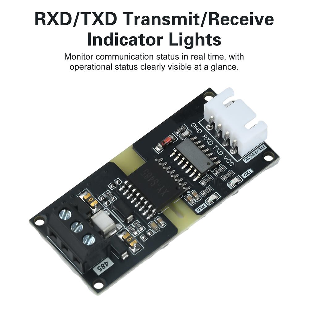 DC 3-5V Isolated TTL to RS485 Level Converter Automatic Flow Control for RS485 to TTL Signal Conversion with RXD  TXD indicator