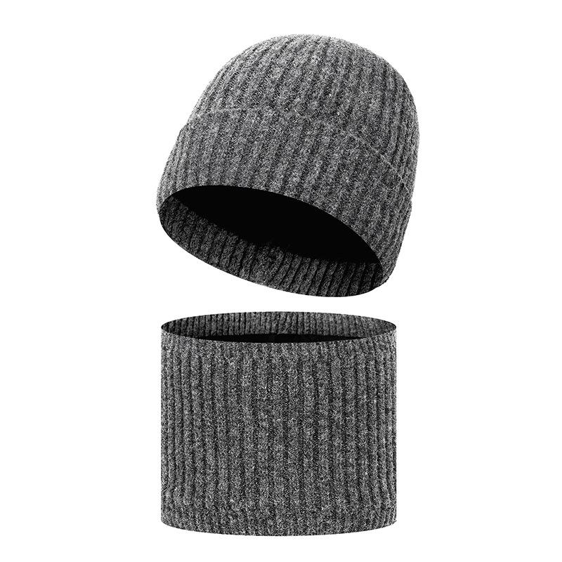 Vinterull Varm Stickad Mössa Herr Utomhus Vindtät Köldtålig Fleece Nackvärmare Tvådelad Ullmössa