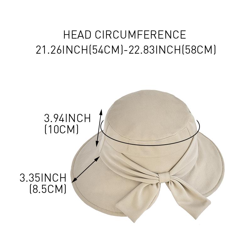 Women's Summer Stylish Bow Bucket Hat - UV Protection Windproof Cord Sun Cap, Breathable Outdoor Sun Hat