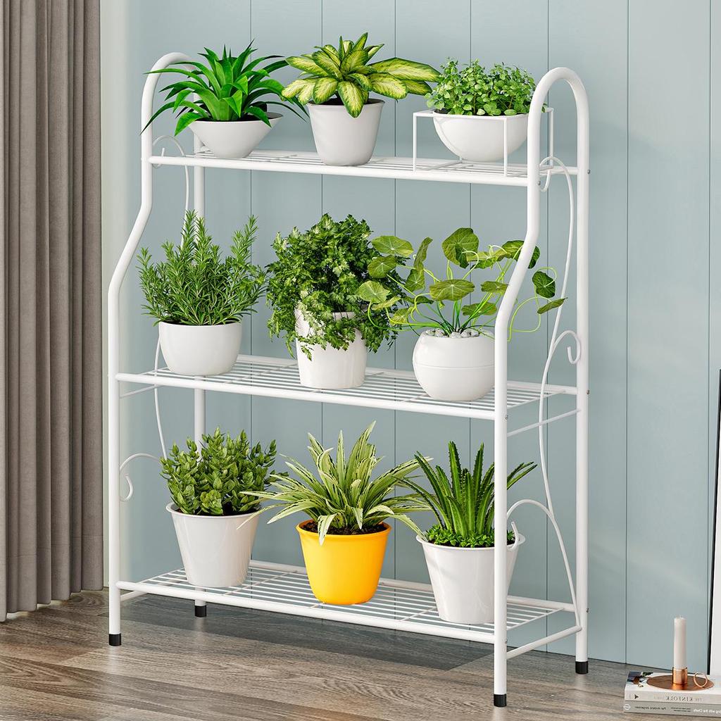 Suolunuo 3-Tier Modern Minimalist Iron Flower Stand for Balcony or Home