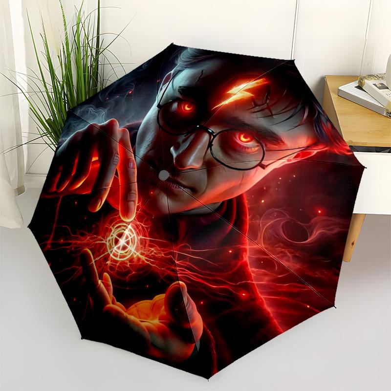 

1pc Harry Potter Automatic Folding Umbrella - Compact 8-Rib Design, Durable Plastic & Iron, Perfect Gift for Friends & Family, Outdoor Umbrella, Fashi