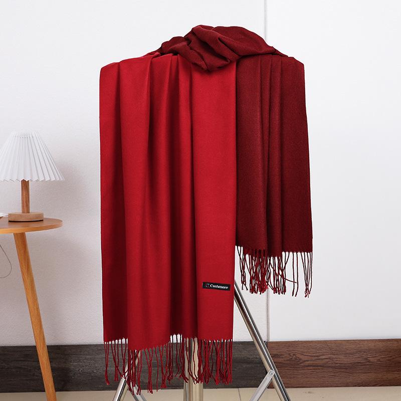 Double-sided Two-color Scarf for Women Autumn and Winter High End New Wool Scarf Shawl Imitation Cashmere Scarf