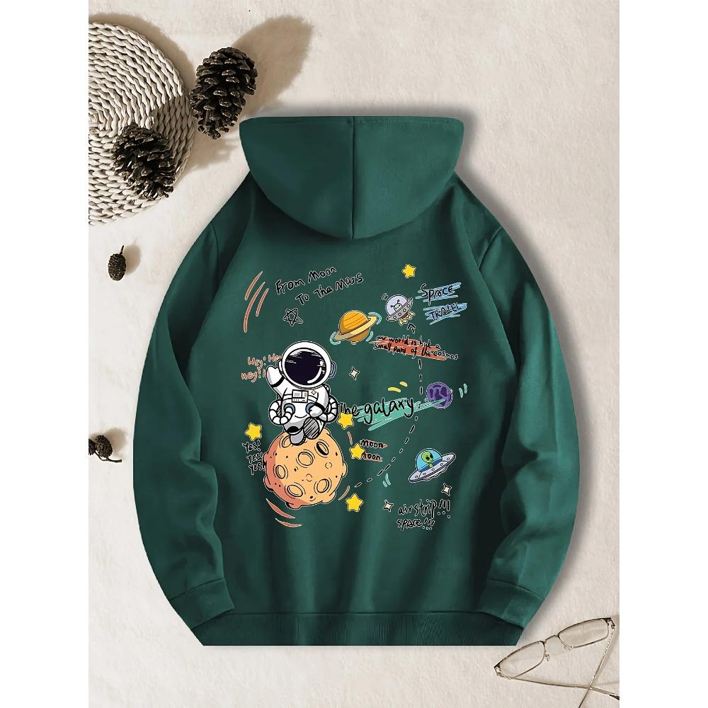 Men's Casual Cap Sweatshirt With geometric print and machine washable kangaroo Bag Y2k sweatshirt