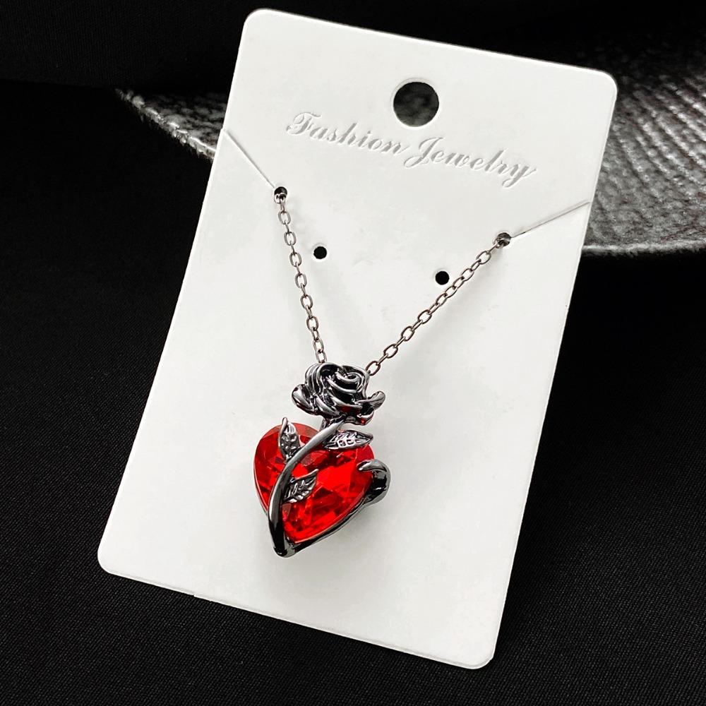 Gótico rosa vermelho amor colar feminino y2k jóias cor prata tonebloody coração humano pingente jóias presentes personalizados