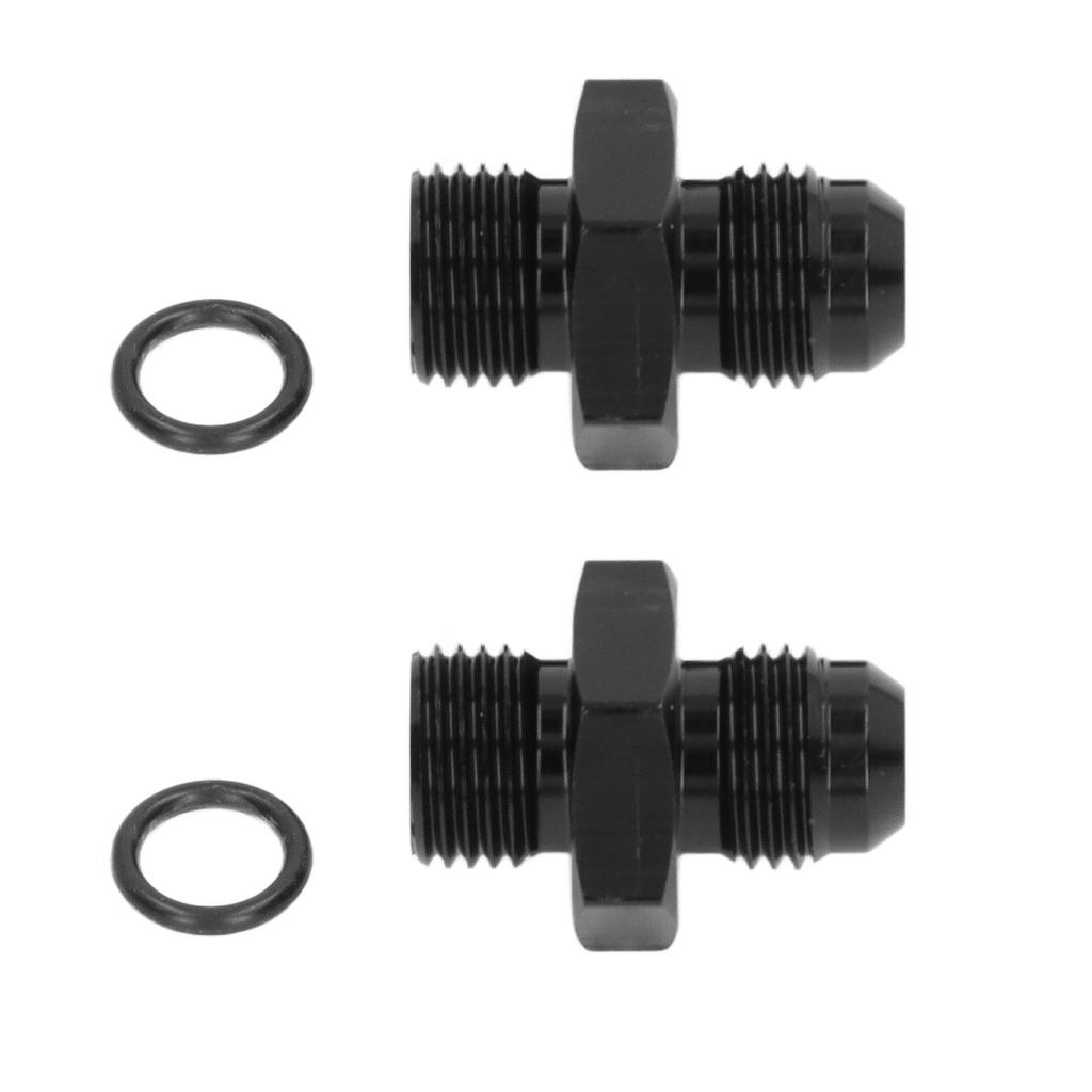 Pair ORB6 To AN6 Fuel Line Fitting O Ring Set Black Aluminum for Oil Cooler Intake Exhaust Manifold