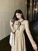 MODE Kleiner Duftstil Kleid Damen Winter 2025 Neu Promi-Temperament Taille Skinny Mittel Lang Schnürung Langarm Rock Kleidung