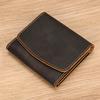 Leather Change Bag, Snap-Button Small Card Bag, Men'S And Women'S Retro First-Layer Cowhide Original Small Wallet, Broken Silver Bag.