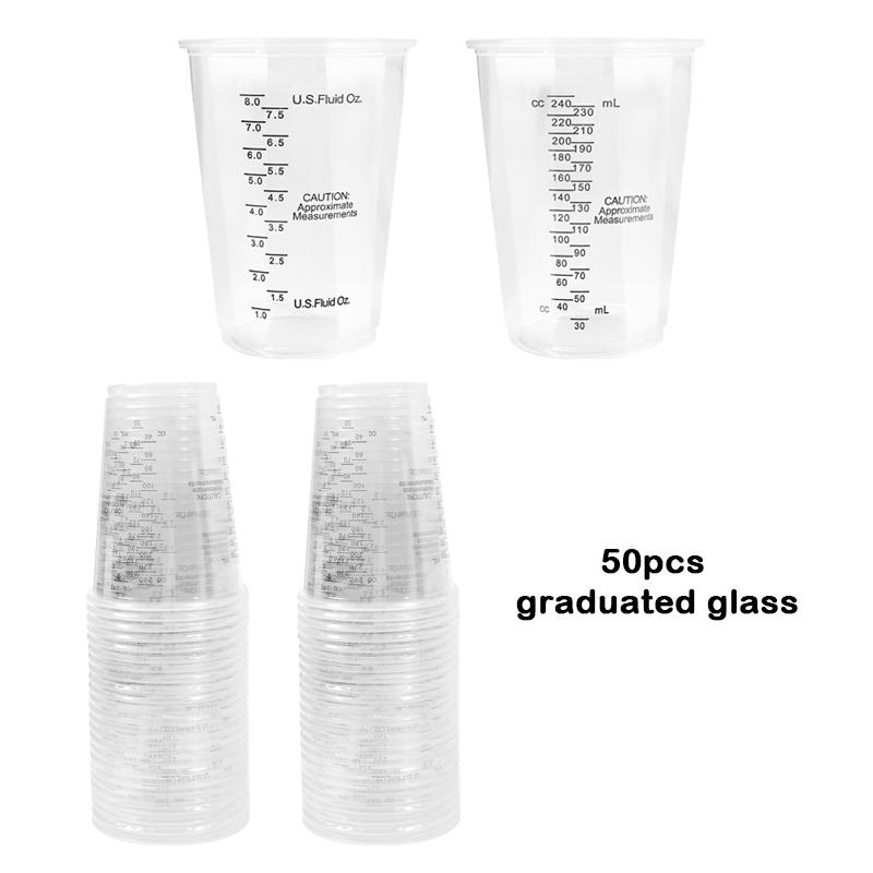 

FAIS DU 10oz Disposable Measuring Cups with Stirring Sticks Plastic Epoxy Resin Mixing Cups for Baking, Mixing Paint, Pigments 250ml