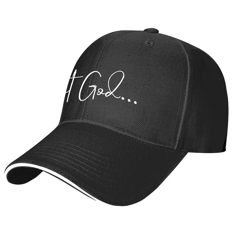 But God Cursive Script Baseball Cap Casual Polyester AllSeason Adjustable Hat for Adults One Size