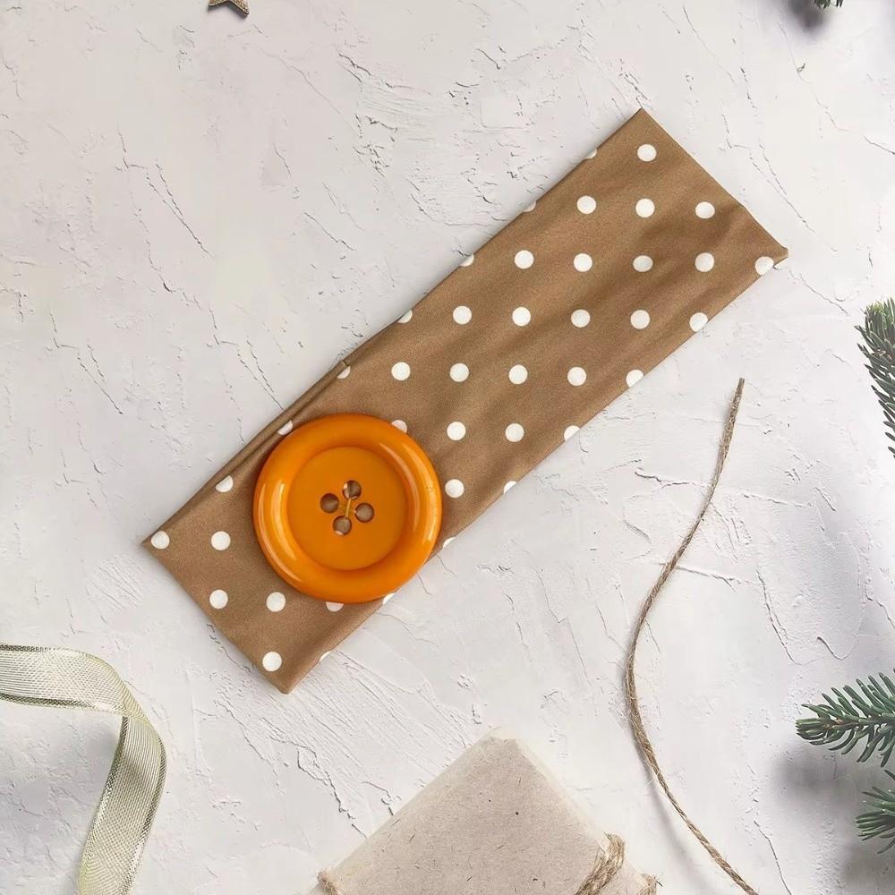 Dopamin Farbe Elastisches Kopfband Großer Knopf Yoga Haarband Modisches Polka Dot Stirnband Täglich