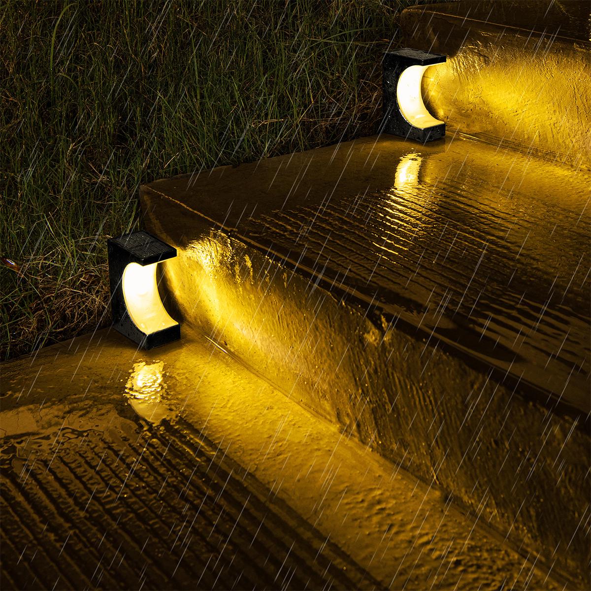 

Solar Led Stair Light Outdoor Lamps For Yard Lights Step Powered Garden Balcony Deck Decorative Moon Waterproof Weather Lighting теплый белый