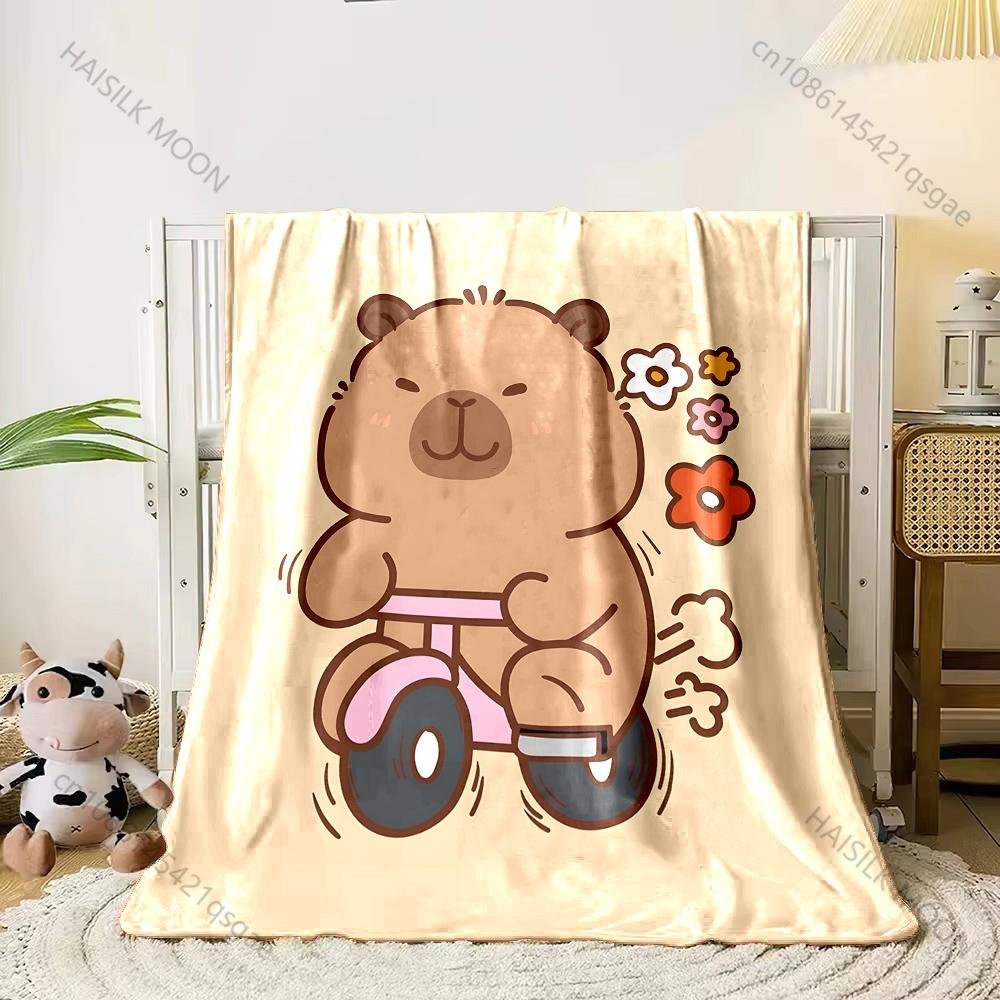 Cartoon Capybara Printed Blanket Kids Adult Blanket Soft and Warm Bedding for Bed Sofa Outdoor Travel Cover Blanket Luxury Gift
