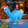 6.56FT Yard Party Decoration Inflatable Blue Dinosaur Santa Claus Toy LED Lit Xmas Supplies Home Ornament Christmas Holiday Gift