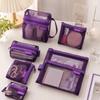 6pcs Set Card Hold Zipper Transparent Bag Durable Coin Purse Multipurpose Mesh Storage Bag Cosmetic