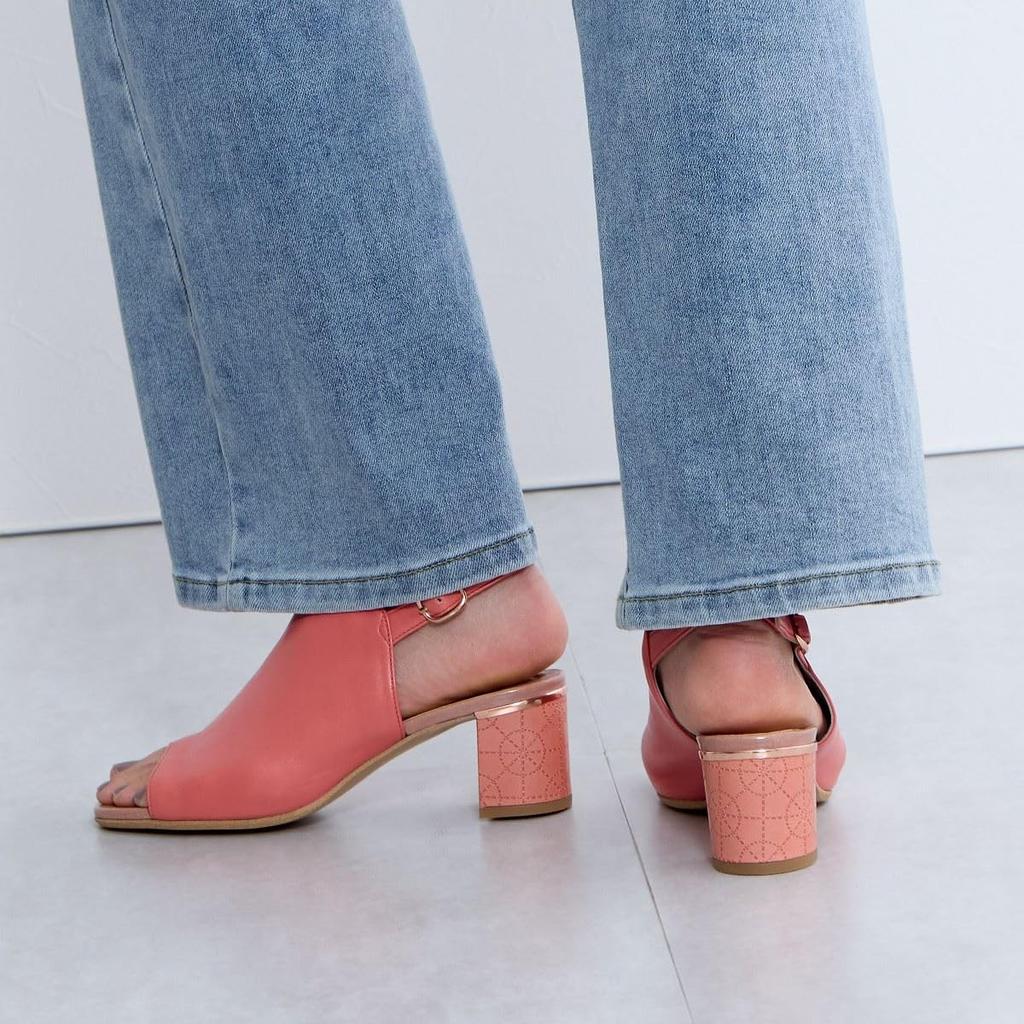 Himiko Chunky Heel Covered Sandals/643203 Pink 230