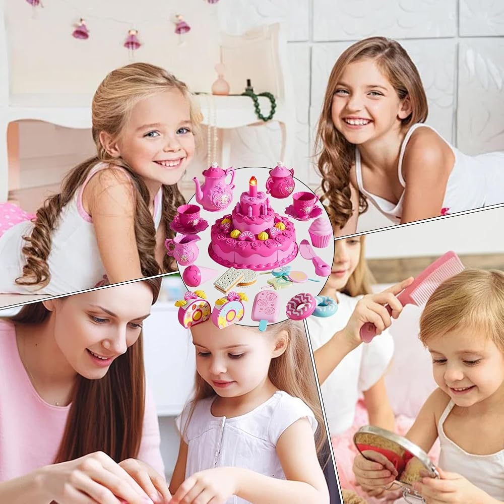 Birthday Cake Toy Realistic Sound and Light Features Pretend Play Cake for Kids