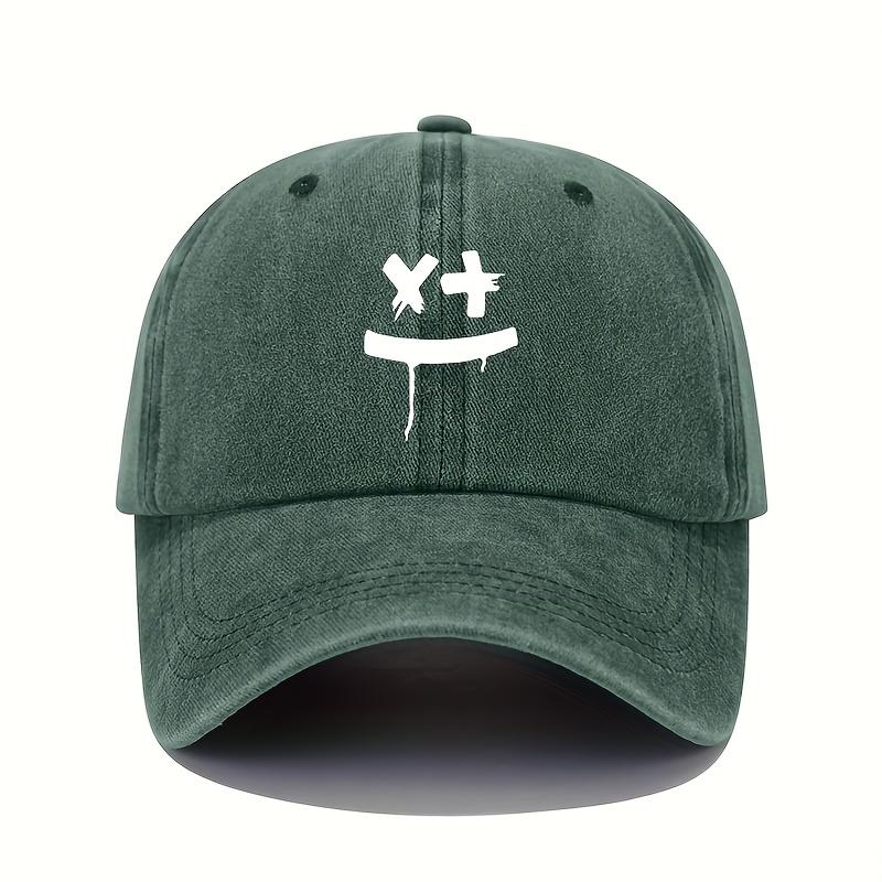 

Baseball cap with joyful smiley face print, adjustable sun protection headband, creative print for men and women Adjustable зелёный