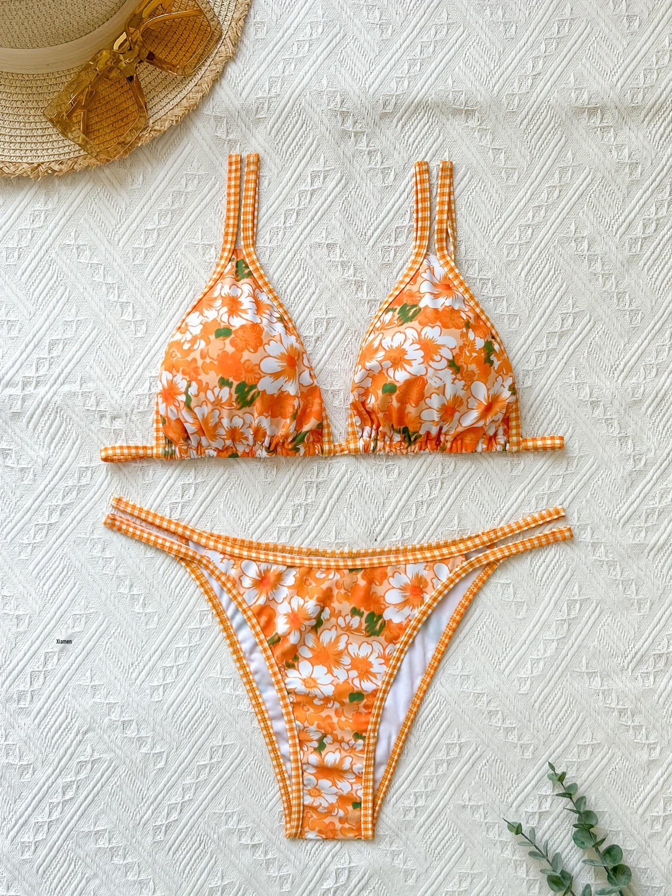 

Женский треугольный купальник бикини с завязками на спине Small