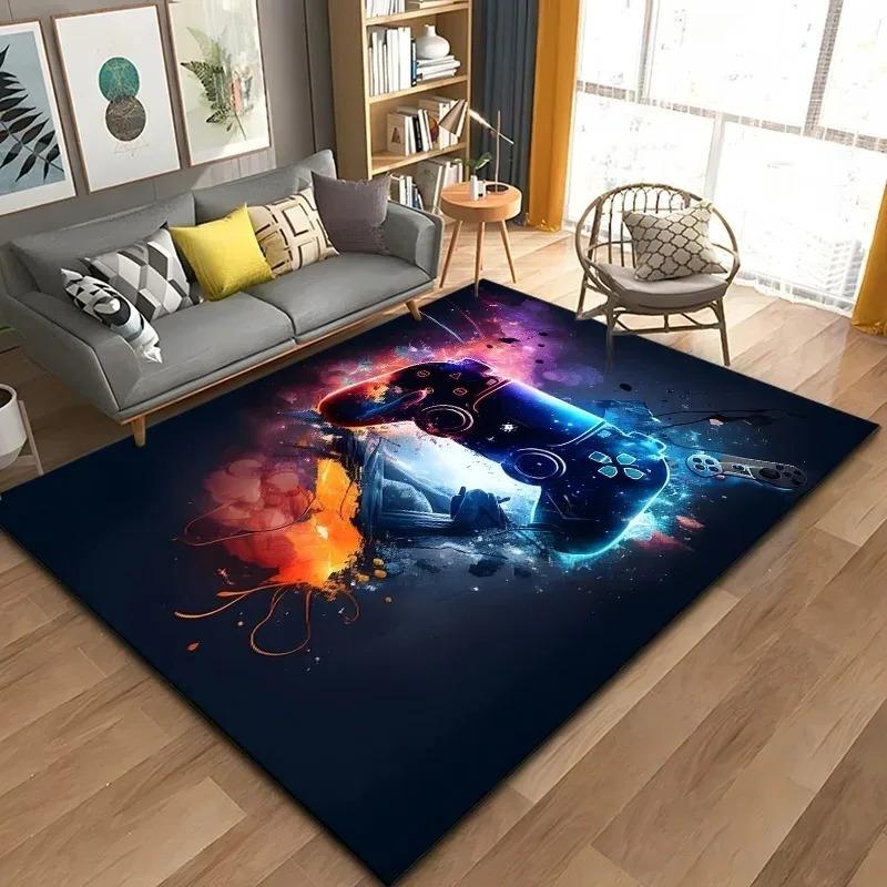 3D Gaming Rug, Retro Controller Carpet Large Area Rug, Soft Durable Floor Mat for Living Room Bedroom Game Room Decor