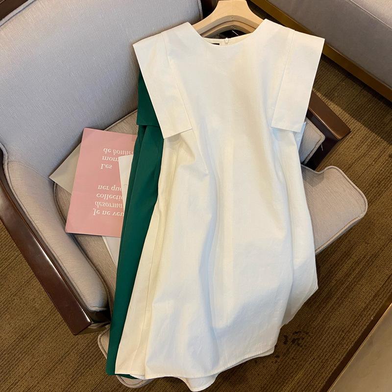 Circyy Kleider für Damen Flatterärmel Weißes Kleid Koreanisch Chic O-Ausschnitt Sommer Süß Lässig A-Linie Mode Schlichte Vestidos