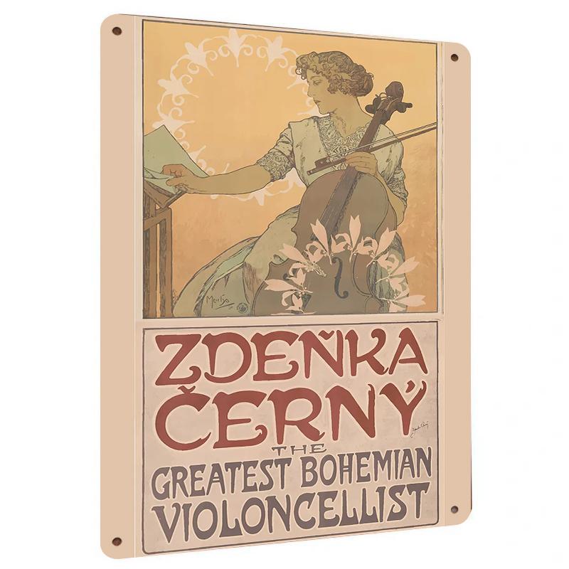 

Vintage Bohemian Cellist Metal Wall Art The Greatest Violoncello Player Home Decor Poster 20x30cm（7.8x11.8inch）