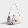 Leather Armpit Bag, New Korean Style Fashionable Crossbody Women's Bag, High-end Rhinestone Small Square Bag, Chain Bag, Pleated Bag