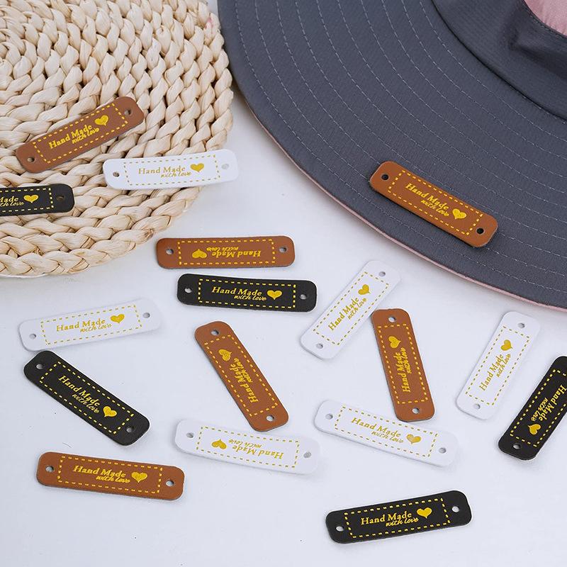 10PCS/PACK Leather Label Hot Stamped Clothing Classification Tags Gift Packaging Woven Products