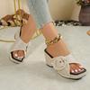 Women's Summer Wedge Thick-Soled Studded Slide Sandals, Comfortable Versatile Casual Footwear, Available In Large Sizes.