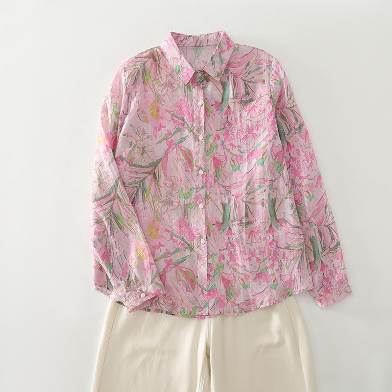 DIMANAF 2025 New Plus Size Women Tops Shirts Tees Casual Loose Blouse Print  Floral Autumn Cotton Long Sleeve