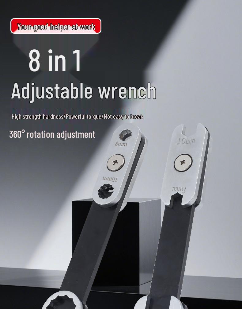 360° Rotatable Adjustable 8-in-1 Double-Ended Torx Wrench for Auto Repair