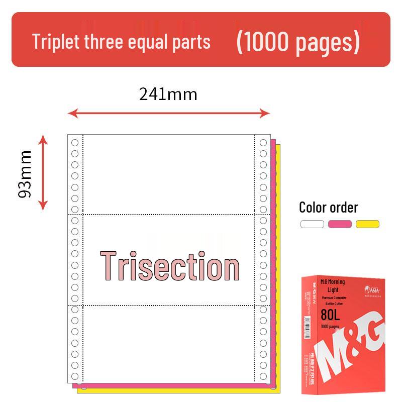 Tear-off Morning Glory Multi-part Pin-feed Computer Paper: 3-part, 2-part, 1/3, 2-part, 4-part, 5-part, 6-part