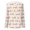 Women's Heart,shaped Printed Round,neck Loose Long,sleeved Top