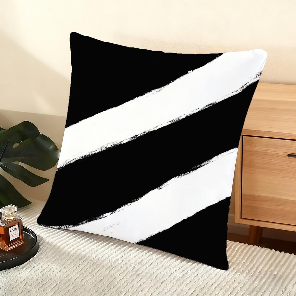 Abstract Black And White Cushion Cover Soft Short Plush Pillow Cover Smooth Cozy Texture Aesthetic Cushion Case Home Decor