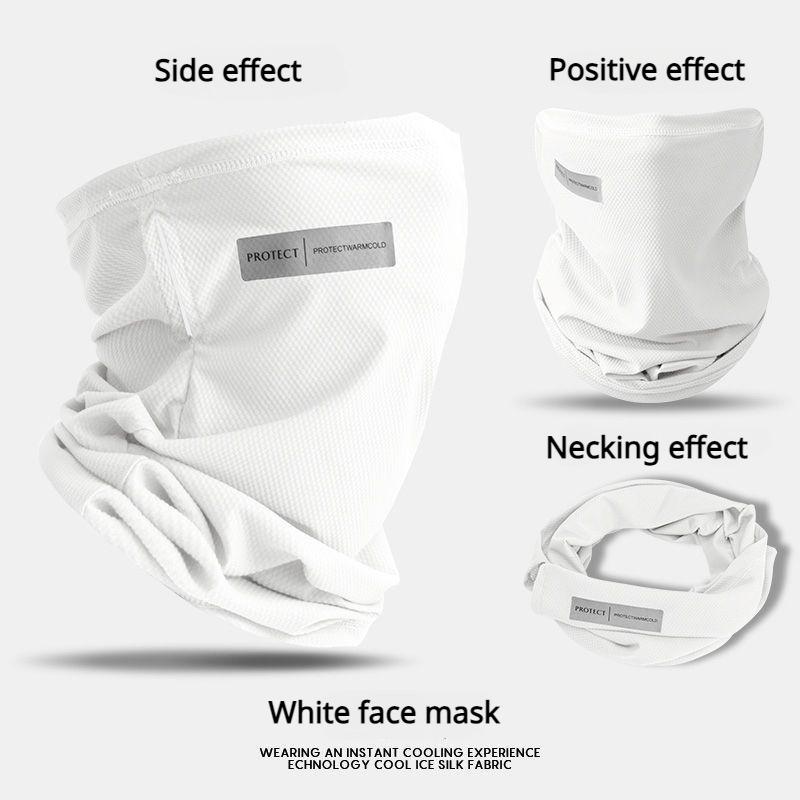 Summer Men's Ice Silk Sunblock Mask Ice Sleeve Outdoor Fishing Ride Face Mask Veil UV Protection Solid Color Neck Scarf