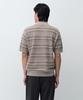 Musinsa Standard Multi-Stripe Collared Short Sleeve Knit [Beige]