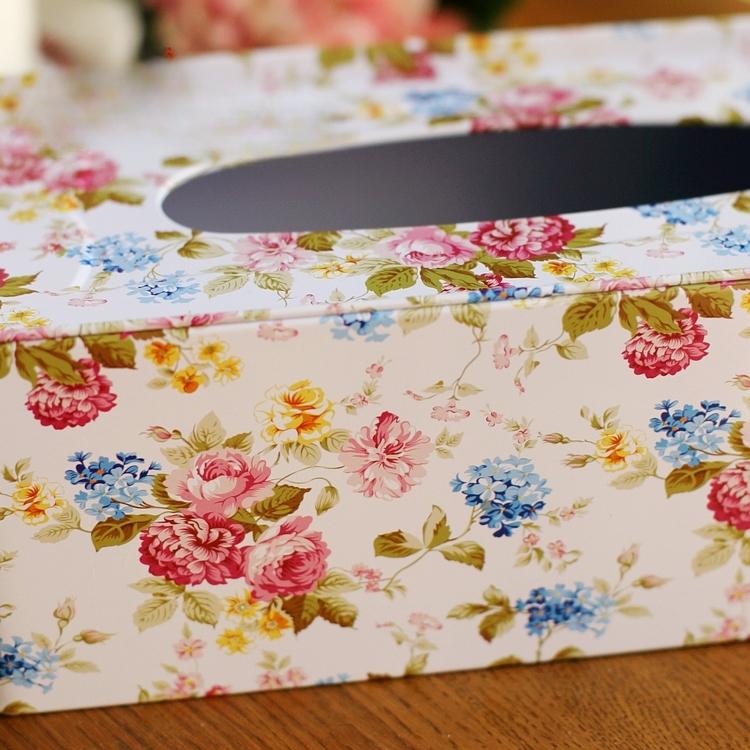 NEUE Hochwertige Taschentuchbox im ländlichen Stil mit Rosenmuster, Schreibtischdekoration aus Eisen