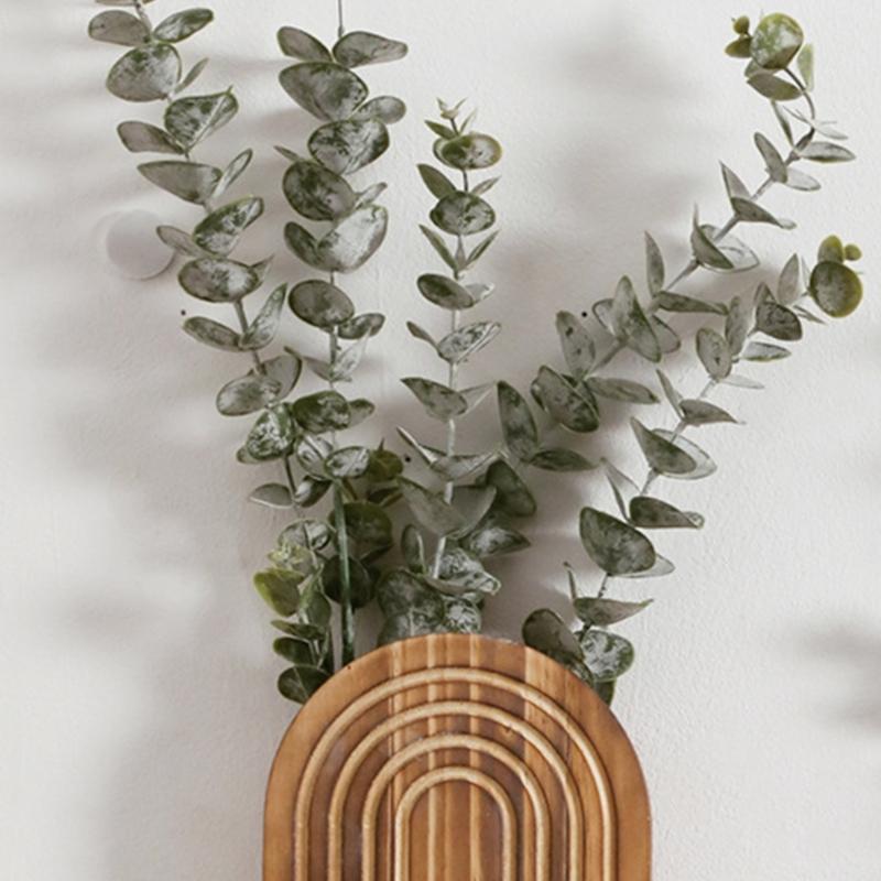 Wood Wall Planter for Fake Plant and Dried Flower Stems,11.61" Modern Wooden Vases Wall Decors for Living Room,Bedroom