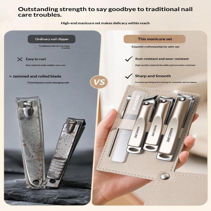 Easy Storage Nail Clippers Set 5/10 PCS Rotating Leather Bag Pro Trimmer for Manicure Pedicure Foot Nail Care