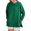 Felpa con Cerniera Laterale Spacco sull'Orlo Girocollo Maniche Lunghe Ampia Polsini Elasticizzati Lunghezza Media Top Primavera Autunno per Sport Abbigliamento Quotidiano