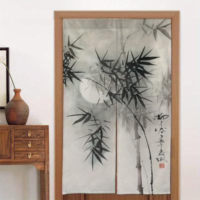 1pc Japanese-Style Door Curtain with Elegant Bamboo Design, Easy Rod Pocket Installation, Size 34x56 Inches – Perfect for Room/E