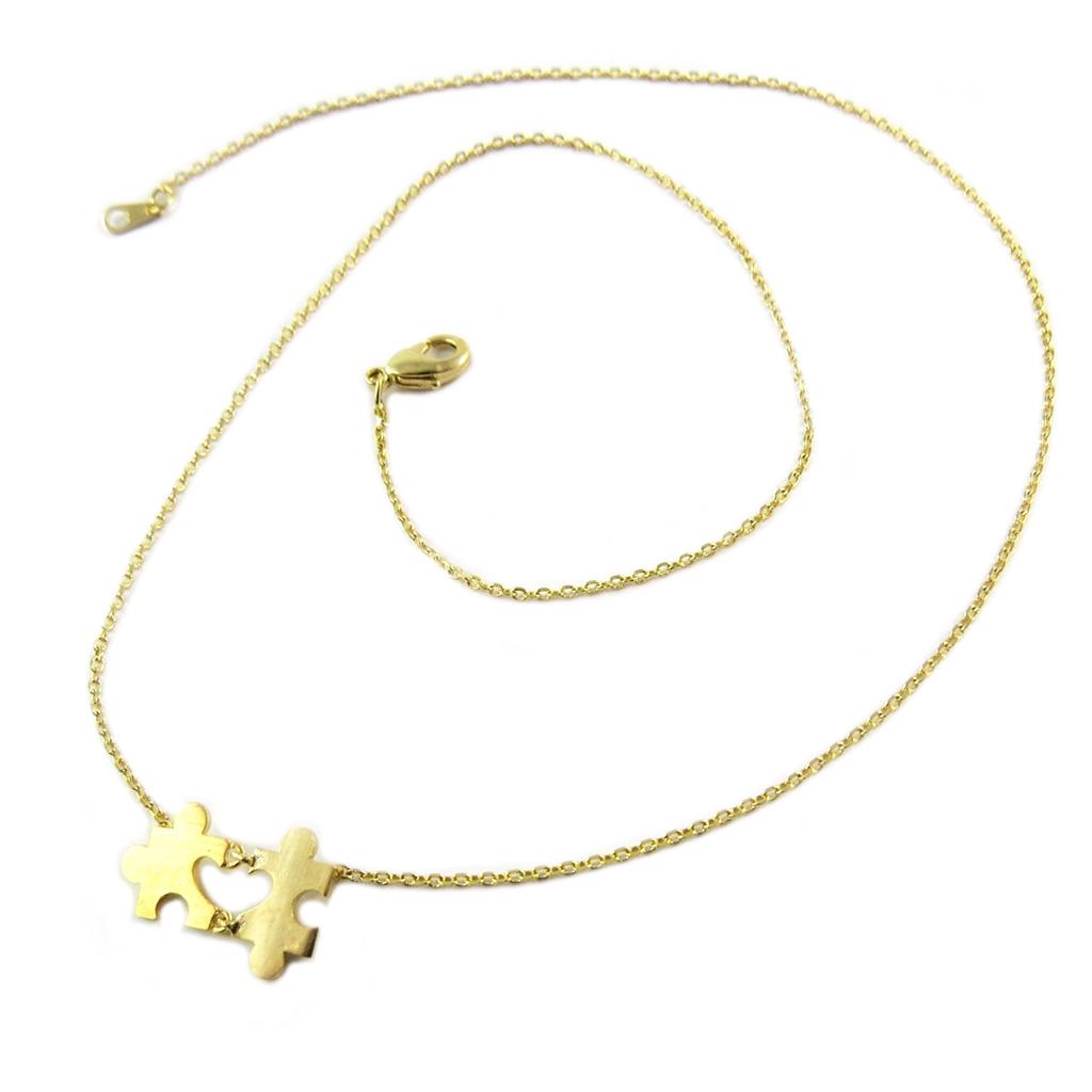7bis [Q1374] - Gold 'Puzzle Design' Handcrafted Necklace - 16x11 Mm