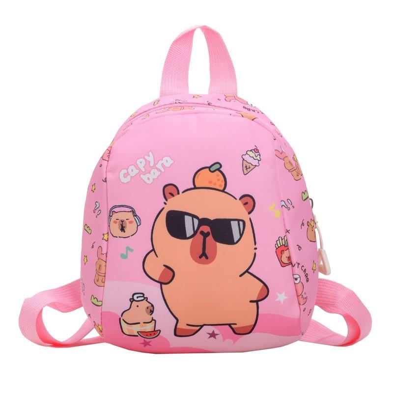 Pattern Capybara Kids Backpack With Cartoon Print Schoolbag Breathable Gift