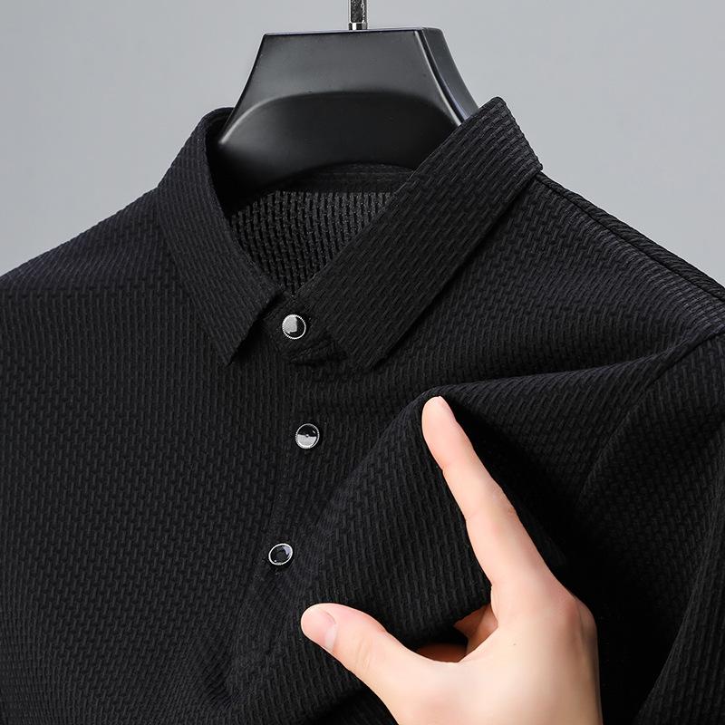 Men's Summer Casual Ice Silk Lapel T-shirt - Breathable, Thin, and Versatile