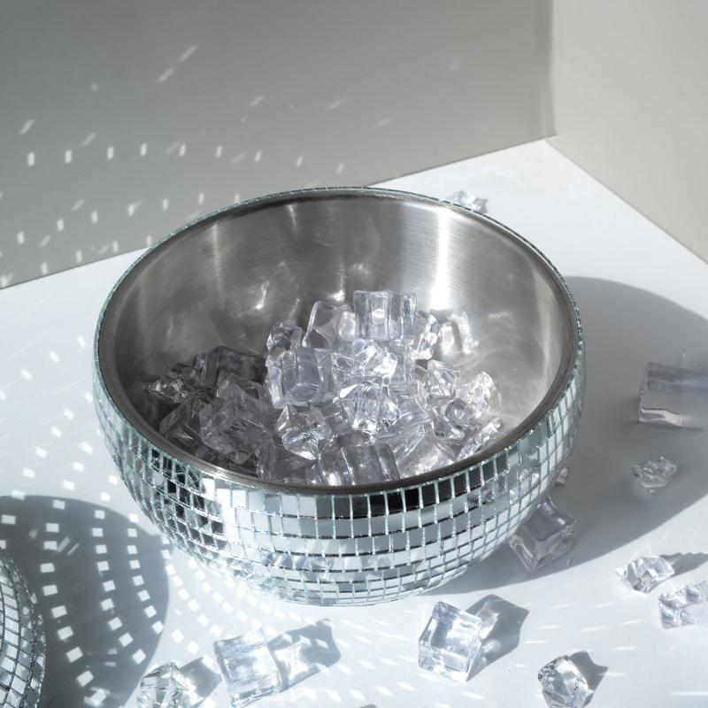 Reflexní Zrcadlový Disco Míč Chladiče Nápojů Kbelík na Led Pro Koktejly Párty Grilování Narozeniny Sváteční Setkání