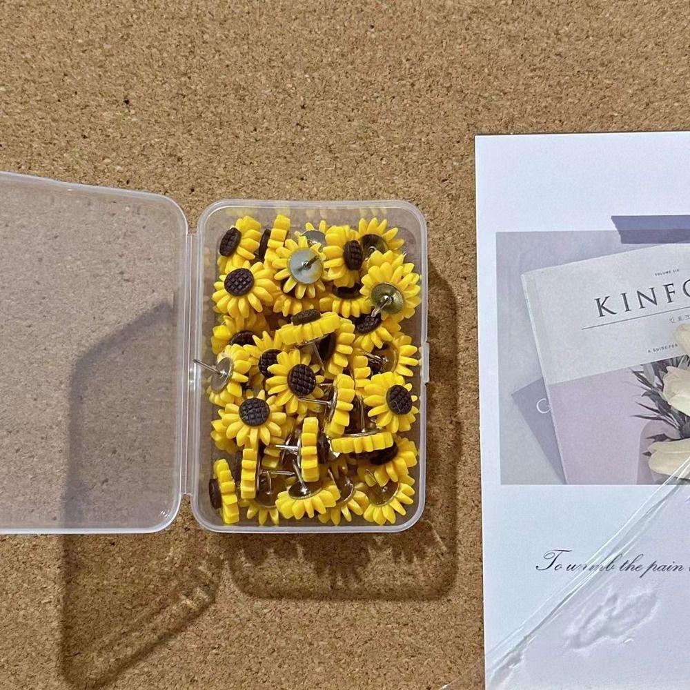10/20/30/40/50Pcs Creative Board Push Pin DIY Thumb Tacks Sunflower Pushpins Office School Supplies