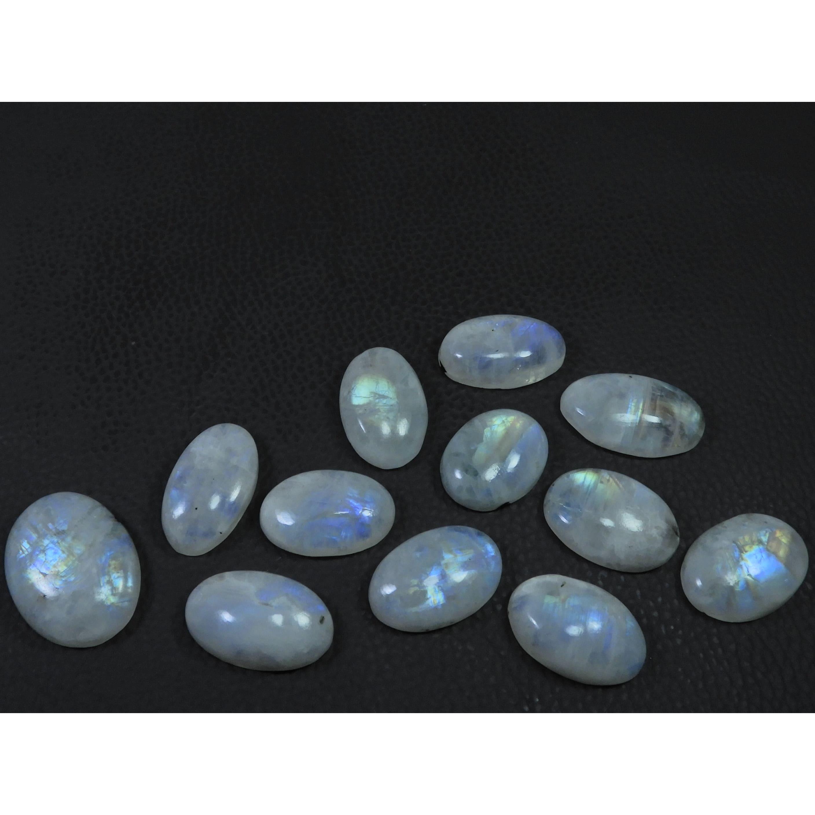 

22-26MM Natural Rainbow Moonstone Oval Cabochon Loose Gemstone 12Pcs Lot C-522