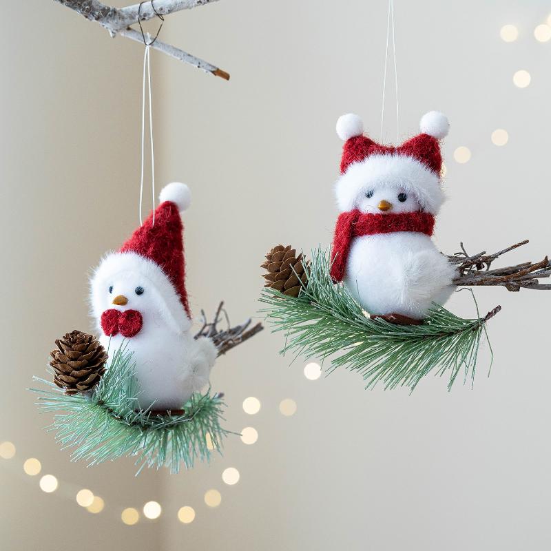 1Pcs Christmas Tree Accessories Cute Animal White Bird Christmas Pendant Home Decoration Office Home Garden Decor Friend Gift